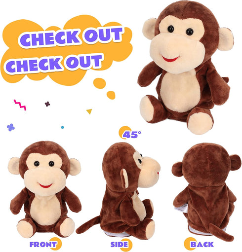 Easfan Talking Monkey Repeat What You Say Electric Nodding Plush Funny Interactive Speaking Toys Buddy Birthday Gifts for Kids Toddlers Brown,7’’...