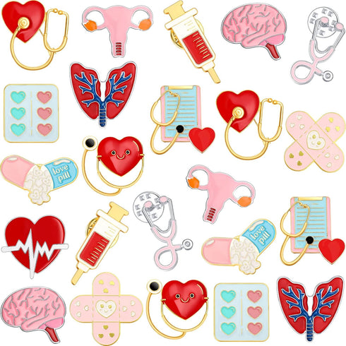 24 Pcs Henoyso Nurse Pins for Badge Medical Pins Nursing Pins for Pinning Ceremony Stethoscope Brooch Pins Nurse Week Gifts...