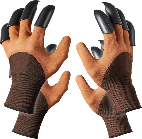 2 Pairs Pack Garden Gloves with Claws for Digging, Planting, and Raking, Best Gift for Gardener, Duty Latex and ABS Gloves, No Slip Off Comfortabl...