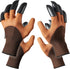 2 Pairs Pack Garden Gloves with Claws for Digging, Planting, and Raking, Best Gift for Gardener, Duty Latex and ABS Gloves, No Slip Off Comfortabl...