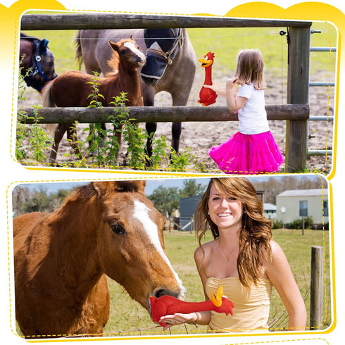 Hungdao 1 Pcs Horse Toys Latex Squeaky Squeeze Chicken Squeak Horse Turkey Balls for Play Fake Screaming Chicken Toys for Horses Soccer Ball for R...