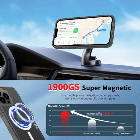 CACOE Magnetic Case for iPhone 13 Pro 6.1 inch-Compatible with MagSafe & Magnetic Car Phone Mount,Not Yellowing Anti-Scratch (Clear Black)...