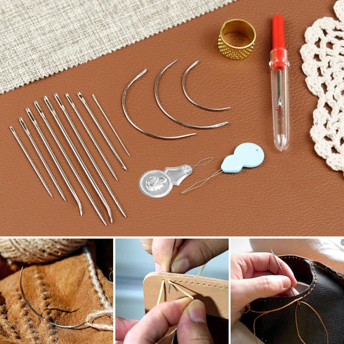 FIVEIZERO Heavy Duty Hand Sewing Needles Set - Large Eye Leather Sewing Needles for Hand Stitching,Upholstery, Carpet,and Canvas Repair, Including...