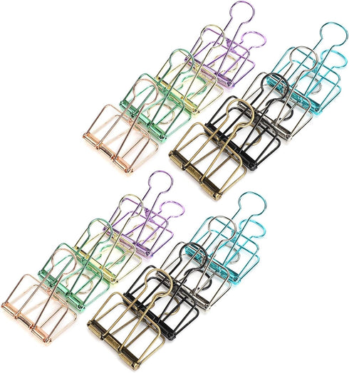 16 Pcs Binder Clips,8 Colors Hollow Design,Paper Binder Clips,Paper Clamps for Office, Home, School(L,1.9 * 2.6in)...