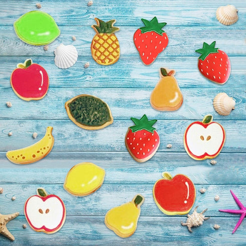 10PCS Fruit Cookie Cutters Set, Stainless Steel Fruits Shape Cookie Cutters Molds Pineapple, Strawberry, Pear, Lemon, Apple, Grape, Peach, Banana,...