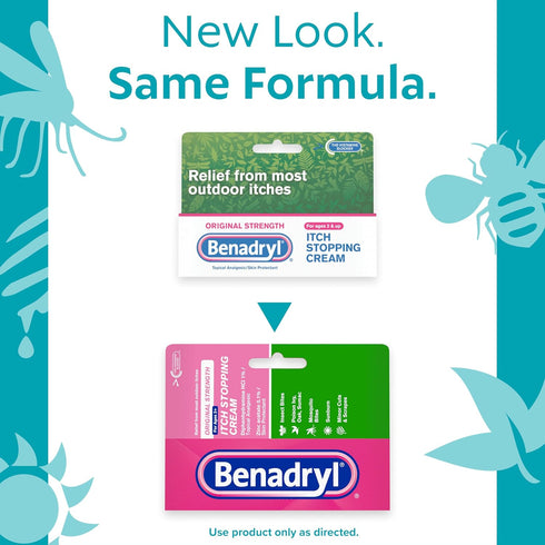 Benadryl Original Strength Anti-Itch Cream, Bug Bite Itch Relief, Diphenhydramine HCl Topical Analgesic & Zinc Acetate Skin Protectant, Great for ...