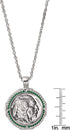 American Coin Treasures Buffalo Nickel Coin Pendant Necklace with Green Enamel | Silvertone 24" Rope Chain for Men & Women | Lobster Claw Clasp | ...