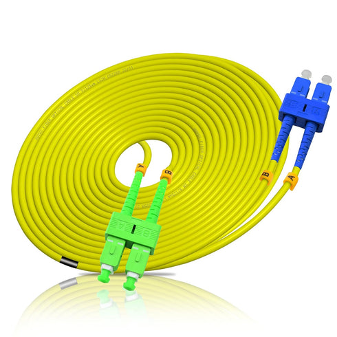 20M/66FT SC/APC to SC/UPC SM DX LSZH 3.0mm Indoor Fiber Optic Patch Cord, SC to SC Single mode 9/125?m Duplex SC-SC Optical Fiber Jumper Cable Com...