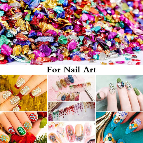 24 Box Crushed Glass Craft Glitter Fine for Resin Art, Small Broken Glass Pieces Irregular Metallic Crystal Chips Chunky Flakes Sequins for Nail A...