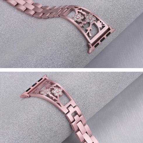 Bling Bracelets Compatible with Apple Watch Band 46mm/45mm/44mm/42mm iwatch Bands Series 10/9/8/7/6/5/4/3/2/1/SE, Women Stainless Steel Dressy Jew...