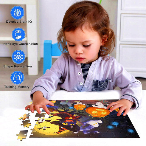 Halloween Puzzles for Kids Ages 4-8,8-10, Halloween 100 Piece Jigsaw Puzzle Educational Toys Gift for Boys Girl Age 4 5 6 8 Birthday Halloween Par...