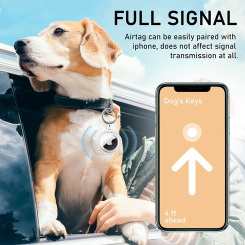 Waterproof Airtag Holder, DDJ 4 Pack Airtag Keychain, AirTag Case for Dog Collar, Luggage, Keys, Full Body Anti-Scratch Protective (PU Leather: Bl...