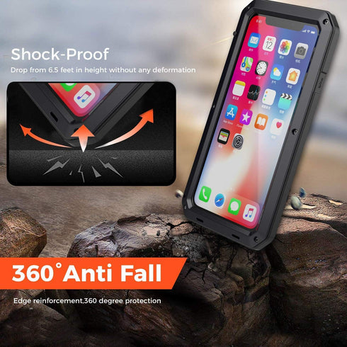 Marrkey for iPhone XR Case,360 Full Body Protective Cover Heavy Duty Shockproof Tough Armour Aluminum Alloy Metal Case with Silicone Built-in Scre...