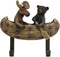 Ebros Whimsical Forest Creek Buddies Rustic Black Bear and Elk Moose Rowing Boat Canoe 2 Pegs Wall Hooks 7" Wide Hanger Bears Deers Elks Wall Moun...