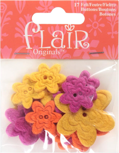 Favorite Findings Flair Felt Buttons, Brilliant Blooms, 17 Piece...