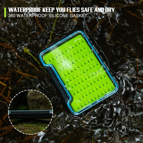 Goture Fly fishing tackle box, Waterproof Tackle box,Waterproof Floating Airtight Stowaway Fishing Lure Box,Tackle Box with Adjustable Dividers, F...