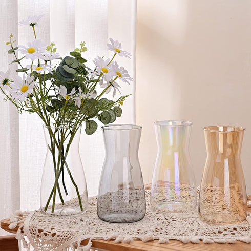8 inch Iridescent Glass Flower Vases for Centerpiece Table Home Indoor Desk Decor,Ins Modern Boho Style Vase for Wedding Housewarming Gift...