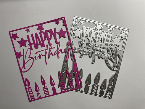 Cutting Dies Metal Stencils Scrapbooking Tool DIY Craft Carbon Steel Embossing Template for Paper Card Making (Happy birthday and candles-14.5x11....