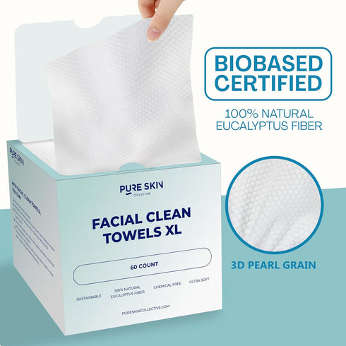 Clean Towels XL 100% USDA Dermatologist Approved Face Towel, Disposable Face Towelette, Clinically Tested Biobased Facial Washcloth, Makeup Remove...