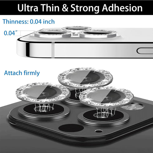 [3+1 Compatible with iPhone 11, 11 mini, 11 Pro, 11 Pro Max Camera Lens Protector Glitter Bling, Tempered Glass Clear Camera Cover Screen Protecto...