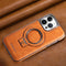 Luxury Leather Invisible Stand for iPhone Case, iPhone Leather Case with Magsafe, Case Drop Protection for iPhone 15/14/13/12 Pro Max (Brown, for ...