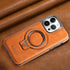 Luxury Leather Invisible Stand for iPhone Case, iPhone Leather Case with Magsafe, Case Drop Protection for iPhone 15/14/13/12 Pro Max (Brown, for ...