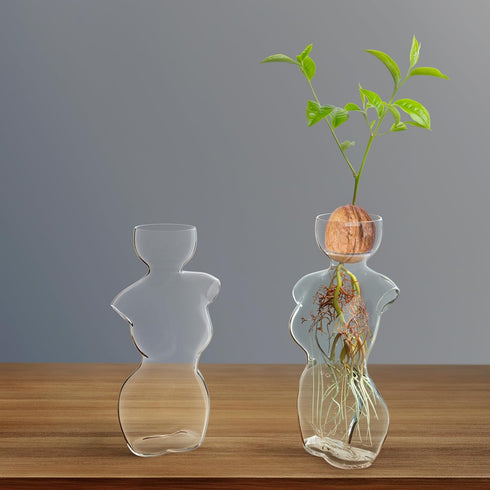 Elegant Female Silhouette Glass Vase by HMC for Plant Propagation and Flower Arrangements - Perfect for Seed Starting, Water Rooting, and Home Dec...