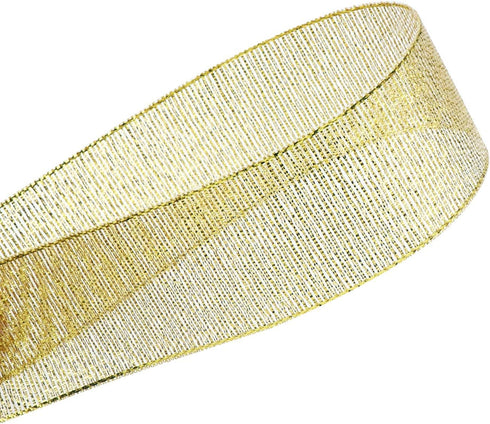1 Inch Glitter Gold Ribbon, Ribbon for Gift Wrapping, Holiday Party, Wedding Decorations, 25 Yards Fabric Ribbon for Balloons, Sewing, and Floral ...