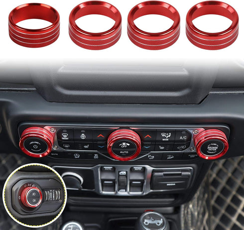 Voodonala Air Conditioner Headlight Center Consoles Switch Knob Cover Trim for 2018-2025+ Jeep Wrangler JL JLU Gladiator JT 4XE Interior Accessori...