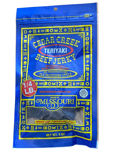 Cedar Creek | Air-Dried Thinly Sliced | 4oz pack | No Artificial Preservatives | Grass Grain Fed Beef | Clean Healthy Snack (Teriyaki)...
