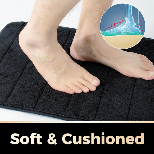GWT Memory Foam Bath Mat Rug 24x16, Ultra Soft, Thick, and Absorbent, Non-Slip, Machine Washable, Comfortable Cotton and Memory Foam Bathroom Rug...