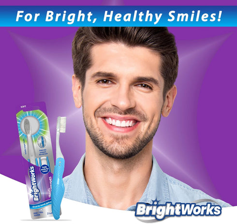 Folding Travel Toothbrush (6 Total, 3 Sets of 2) with Built-in Cover. Portable with Soft Bristles and Tongue Cleaner. for Camping, Hiking, Travel,...