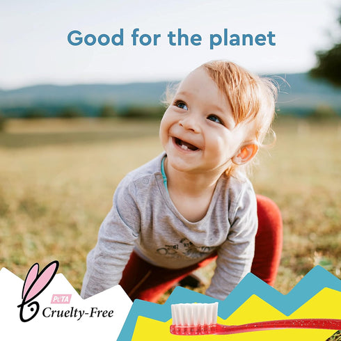 RADIUS Totz Toothbrush Extra Soft Brush BPA Free & ADA Accepted Designed for Delicate Teeth & Gums for Children 18 Months & Up - Magenta Sparkle -...