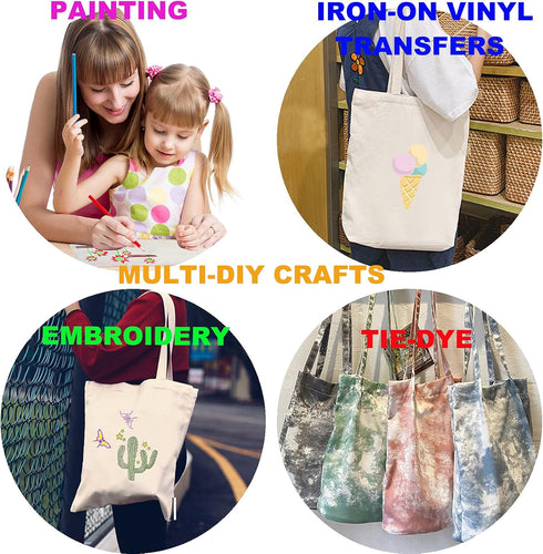 Veyist 2 Pcs Reusable Large Canvas Tote Bags, Blank Multi-purpose Canvas Bags, Suitable for DIY Project, Grocery, Shopping....
