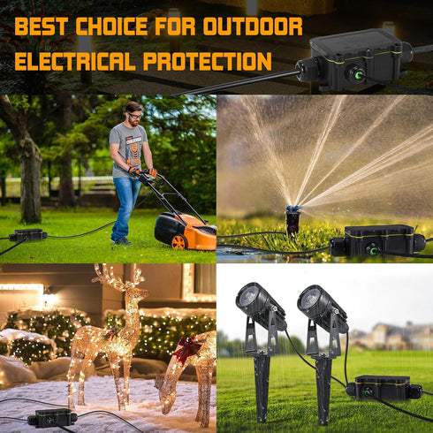 Junction Box - 4 Way M20 IP68 Outdoor Electrical Box Waterproof, Wire Range Ø5-9mm Outdoor Junction Box Waterproof, Landscape Lighting Wire Juncti...