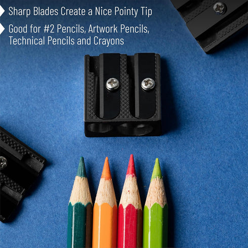 Mr. Pen Handheld Metal Pencil Sharpener with 2 Holes, Pack of 6, Black, Colored Pencil Sharpener, Pencil Sharpeners Handheld Pencil Sharpener Manu...