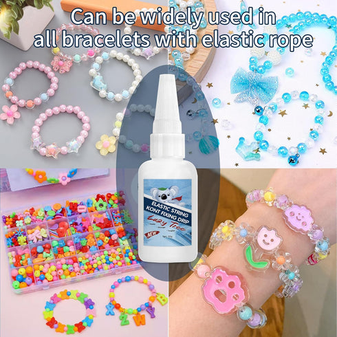 100g Professional Bracelet Elastic String Knot Fixing Drip, Clear Bracelet Glue, Keep Stretchy Bracelet String Stay Perfectly Tied for Clay Beads,...
