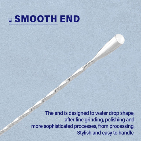 Briout Bar Spoon Cocktail Mixing Stirrers for Drink, Stainless Steel 12 Inches Long Handle, Silver 2 Pieces...