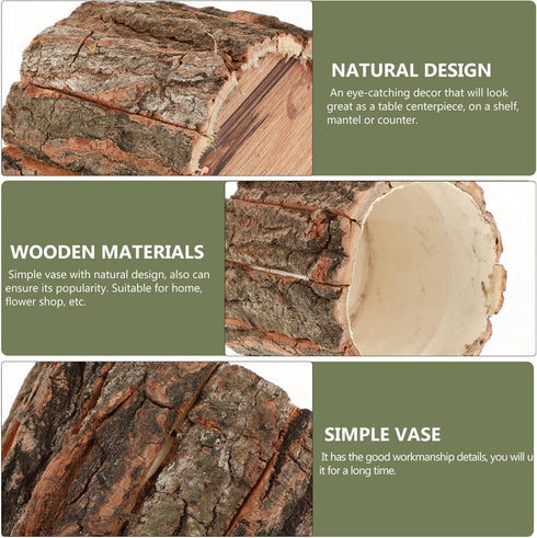 Cabilock Wood Flower Container Bark Flower Pot Small Wooden Bucket Barrel Planters Rustic Flower Planters for Indoor Home Decor Small Plants Holde...