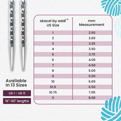 skacel by addi Circular Knitting Needles, 16 Inch (40 cm) Rocket 2 (Squared) Plated Brass Knitting Needle Pair with Nylon Cord, 2.5 mm (US Size 1)...