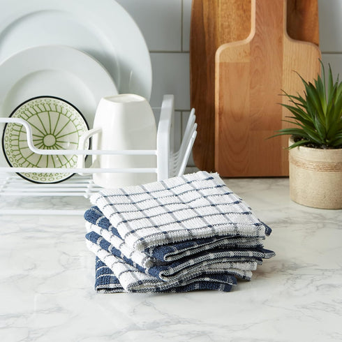 DII Basic Terry Collection Windowpane Dishcloth Set, 12x12, Nautical Blue, 6 Piece...