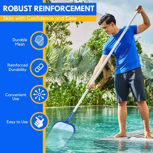Flexzion Swimming Pool Net Replacement - Fine Mesh Pool Skimmer Net, Durable Plastic Pond Net Skimmer, Leaf Skimmer Net for Pool Cleaning, Spa, or...