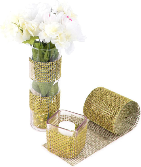 Super Z Outlet Sparkling Rhinestone Mesh Ribbon for Event Decorations, Wedding Cake, Birthdays, Baby Shower, Arts & Crafts, 4.75" x 10 Yards, 24 R...