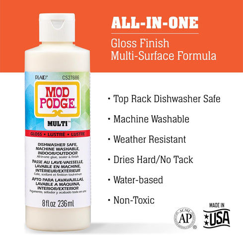 Mod Podge Gloss Multi-Purpose All-in-One Glue, Sealer, and Finish, Perfect for Indoor and Outdoor Arts and Crafts Projects, CS27686...