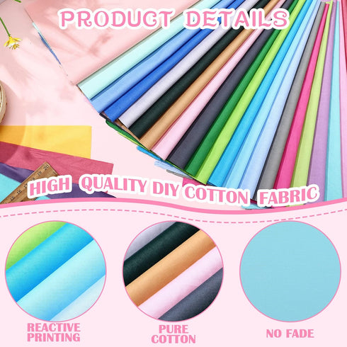 50 Pcs 10 x 10 Inch Cotton Fabric Square Fabric Quilting Sewing Patchwork Fabric Bundles for DIY Craft Sewing Clothing (Pure Color)...