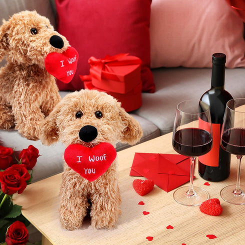 Dog Plush Stuffed Animal Puppy Dog with a Heart I Woof You Gifts Cute Heart Dog Toys for Girls Boys Couple Mom Birthdays Wedding Christmas Valenti...