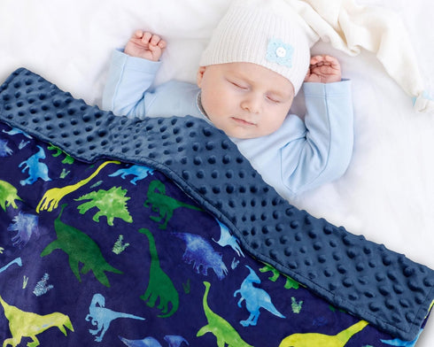 Super Soft Fleece Dinosaur Toddler Blanket with Dotted Backing, Multicolor Printed...