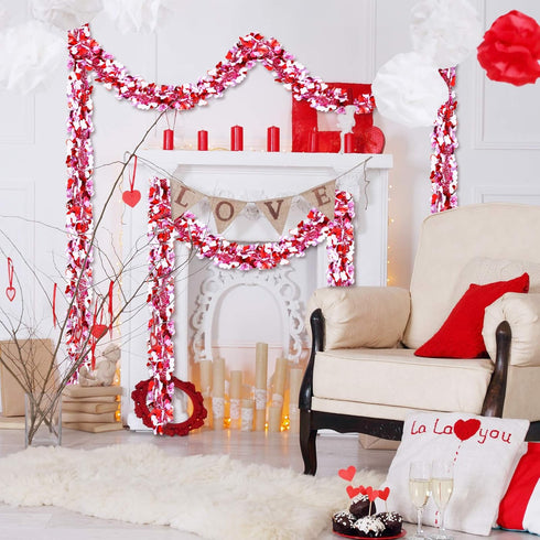 26.2 Feet Heart Tinsel Garland Valentines Metallic Tinsel Twist Garland Shiny Hanging Decoration for Valentines Tree Wreath Wedding Party Supplies...