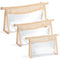 Boho Patch Cosmetic Bag - 3Pcs Summer Toiletry Bag Beige Clear Waterproof Travel Makeup Bag PVC Zipper Clutch Daily Use Purse Summer Beach Gifts f...