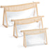 Boho Patch Cosmetic Bag - 3Pcs Summer Toiletry Bag Beige Clear Waterproof Travel Makeup Bag PVC Zipper Clutch Daily Use Purse Summer Beach Gifts f...